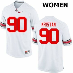 NCAA Ohio State Buckeyes Women's #90 Bryan Kristan White Nike Football College Jersey XZJ1545DH